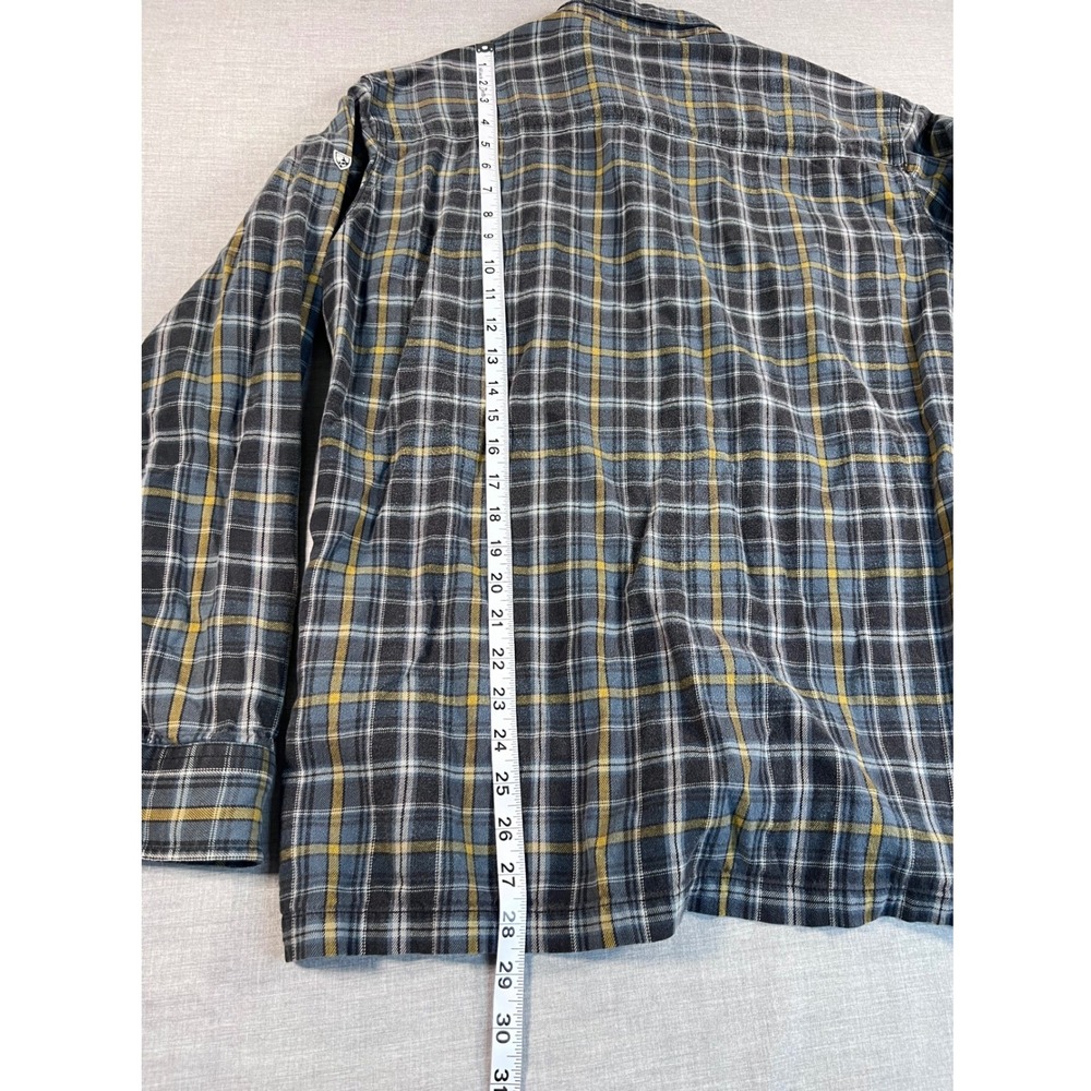 Kuhl Mens Large Plaid Button Down Shirt Blue Yellow Cotton Tencel Long Sleeve - Picture 4 of 9